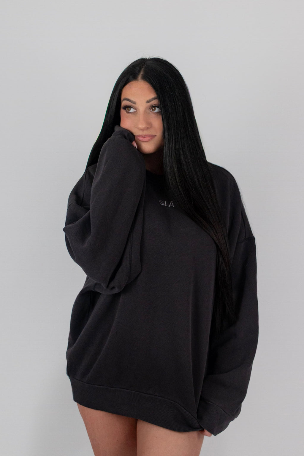 Noir Oversized Crew Neck Sweatshirt